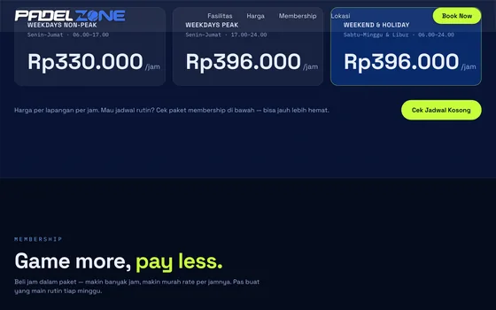 Padel Zone - Pricing & membership