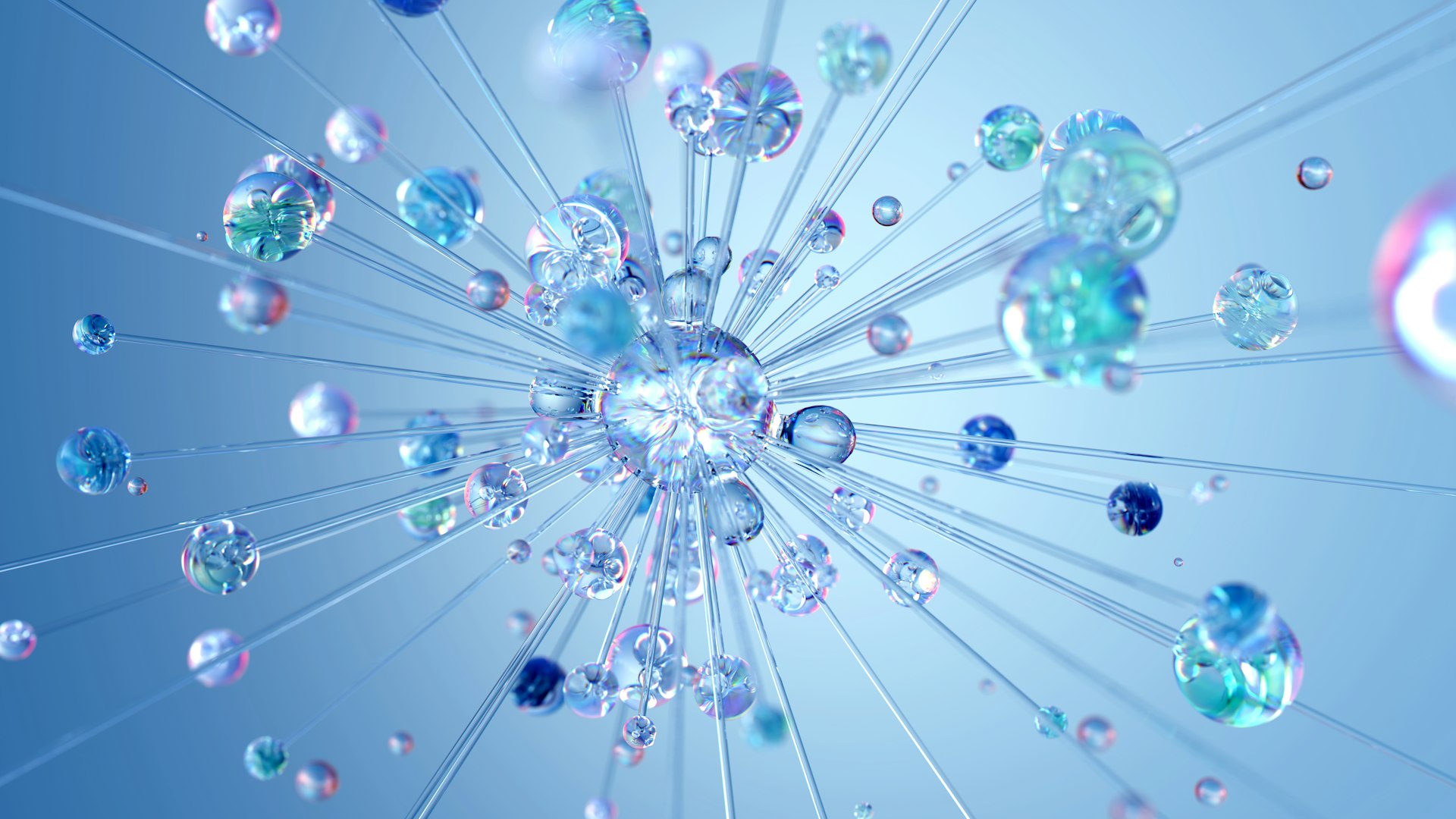 Interconnected nodes radiating from a single center - AI search visualization